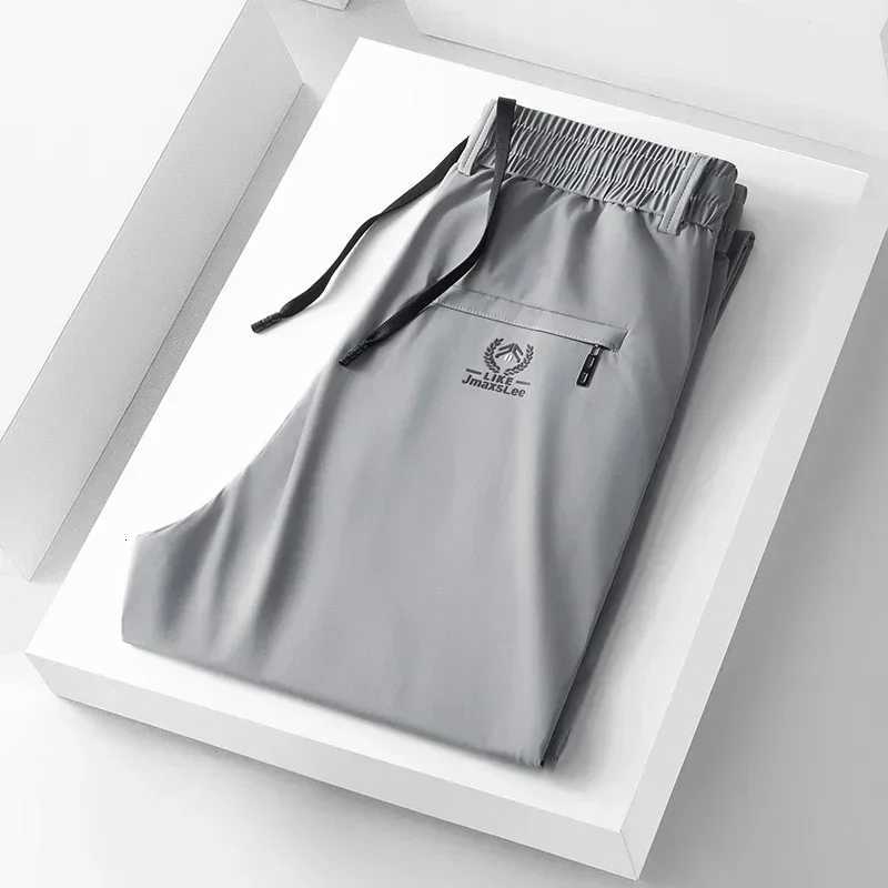 2024 Summer Soft Ice Silk Fabric Mens Thin Casual Pants Koreanstyle Fashion Straight High Stretch Trousers Male Luxury Brand W250826