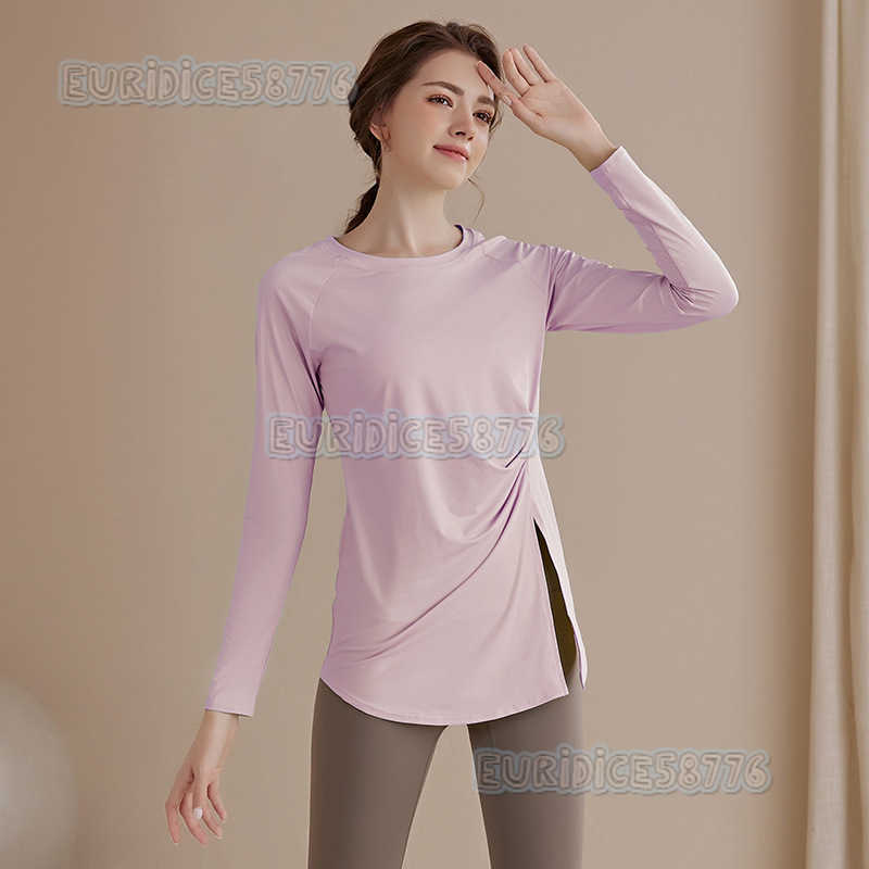 Highend Long Sleeve Yoga Top for Women 2025 New Fitness Wear Loose Slimming Ruched Hipcovering Sports Top H250825