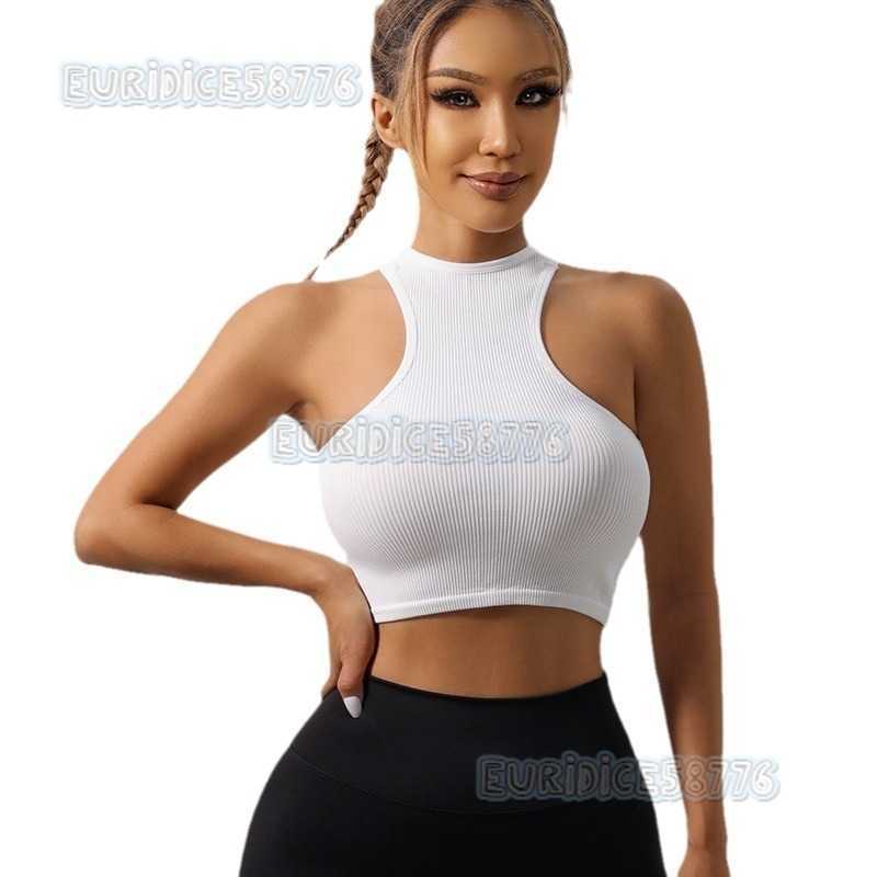 Womens Halter Neck Nylon Sports Bra Yoga Sweatwicking Seamless Underwear Running Quickdry Tank Top Short Style H250825