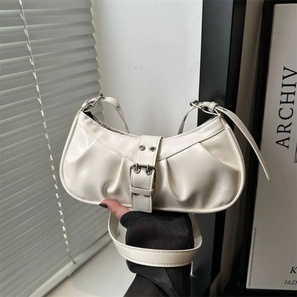 Retro Designer Buckle Armpit Pu Leather Gothic Y2k Shoulder Bag Vintage Cross Body Spicy Girl Handbag Female ddmypanda