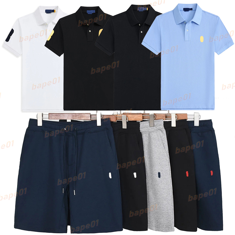 Mens Embroidery Pattern Polo Classic Style Short Sleeve High Quality Cotton Shorts Tshirt Casual Summer Mens Polos T-shirt Solid Color Simple Summer Tees S-2XL