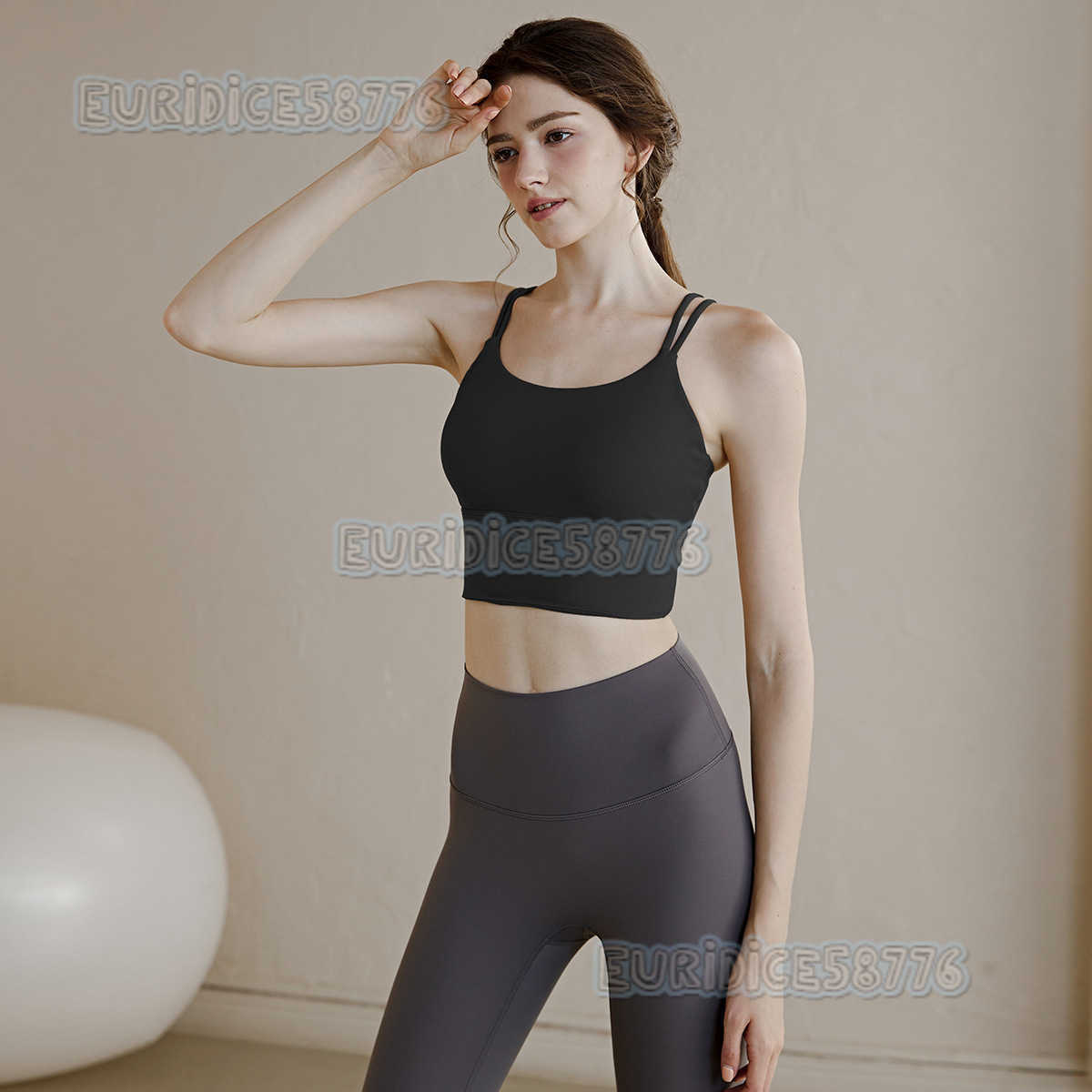 Allinone Sports Bra Shockproof Camisole Fixed Chest Pad Running Antislip Beautiful Back Yoga Fitness Bra H250825