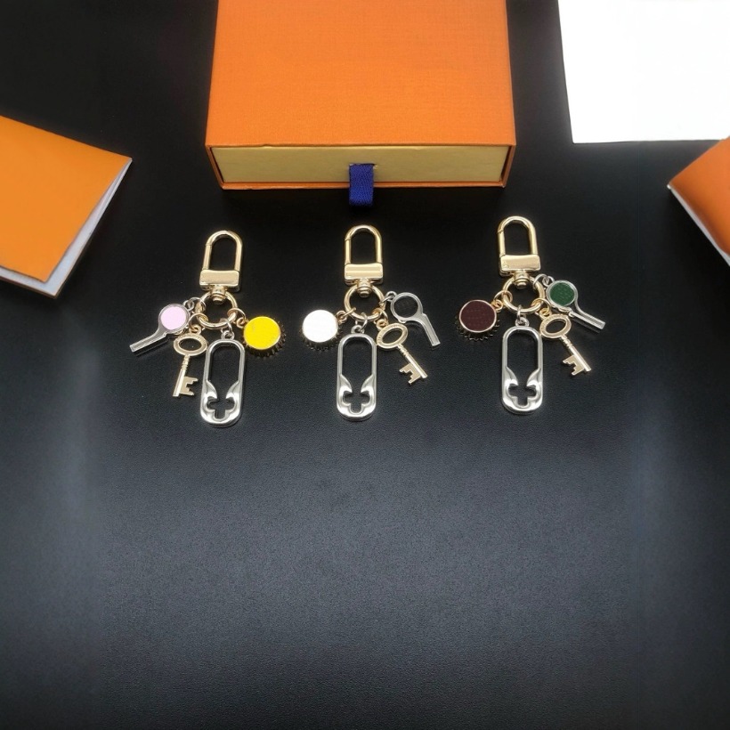 Keychains Lanyards Gold - Tone Silver - Tone Multi - Charm Keychain With Lock Circular Plate Keys Decorative Pin Detailing Vintage Luxe Style Bag Accessorizing