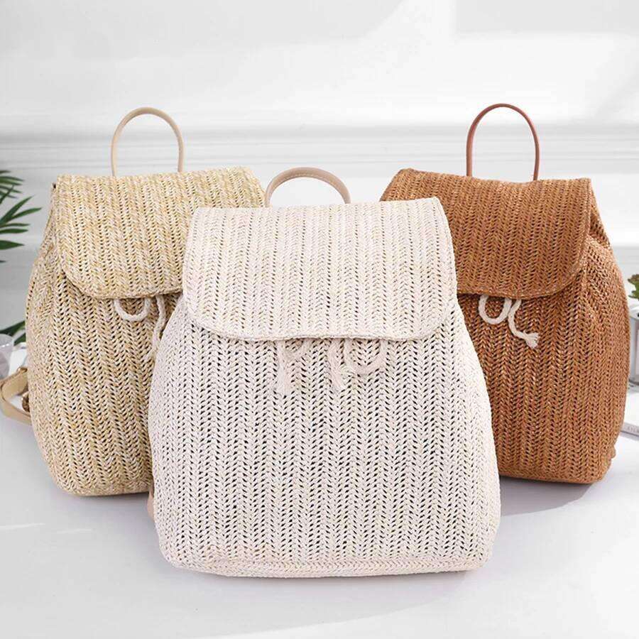 Designer Bags Fashion Straw Woven Backpack Women Shoulder Bags Summer Teenage Girl Quality Bagpacks Female Travel Bag Books Rucksack Mochila Luxury Ba