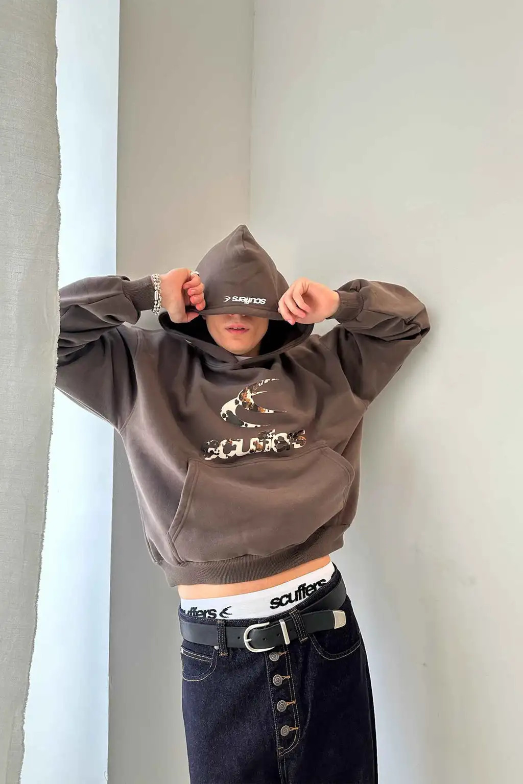 Oversized Safari Brown Hoodie print y2k tracksuit men streetwear tops grunge harajuku sweatshirt clothes clothing 250825