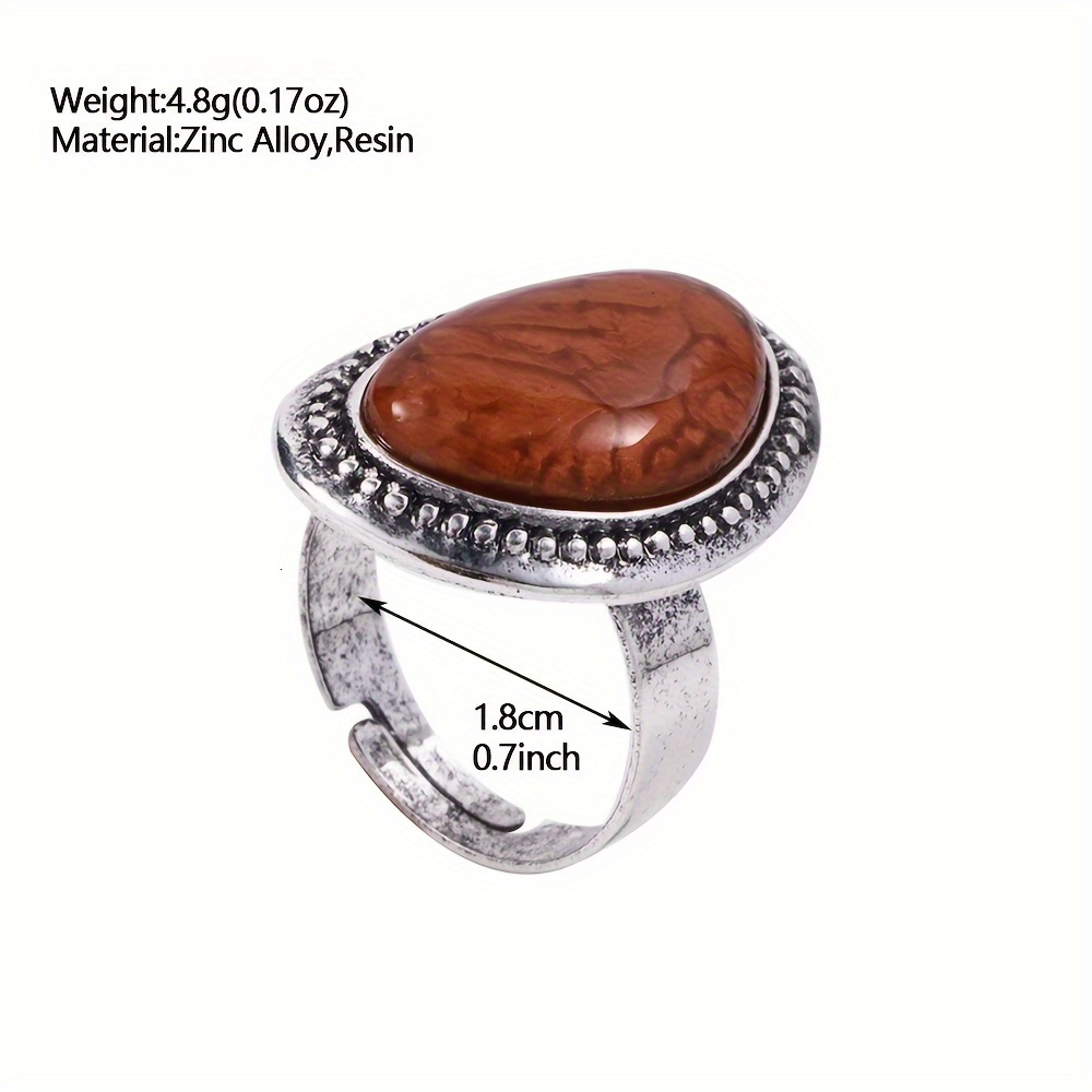 1 Piece Women's Zinc Alloy Geometric Inlaid Resin Adjustable Open Ring for Daily Dance Party Evening Dinner Gathering Jewelry Gift