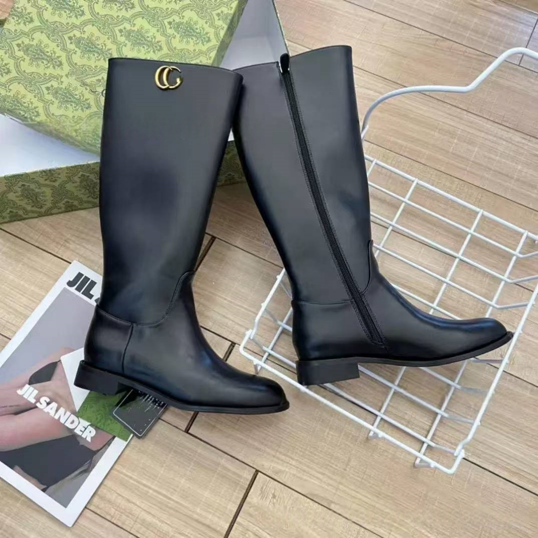 2025 Designer Shoes - Luxury Women's Boots with Metal Buckles Long Boots for Fashion - Chelsea Knight Boots - High-Quality Women's Fashion Comfortable Fashion Boots 3.5CM