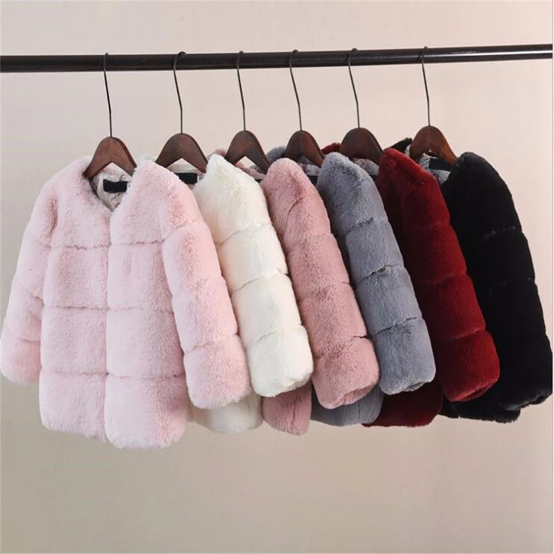 Girls Fur Jacket for Children Tops Clothes Baby Kids Jackets Warm Thicken Coat Solid Color Boys Faux Fur Outwear Coat 250826