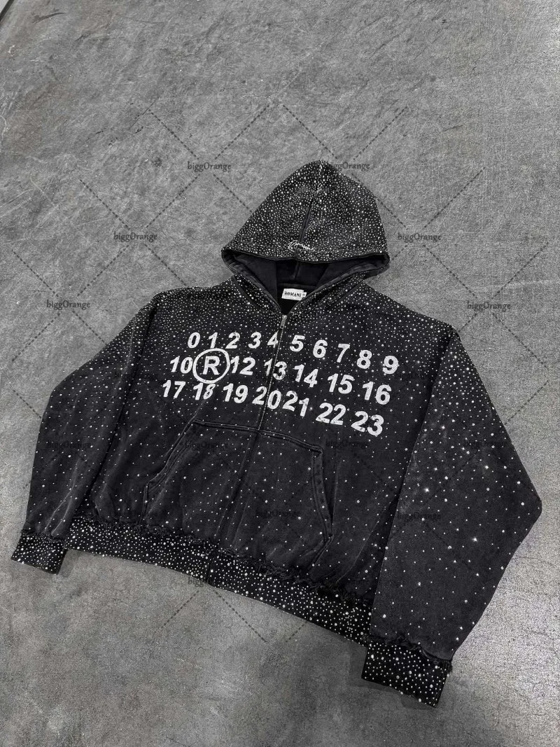 High Street Harajuku Letter Print Oversized Zipped Hoodie Women Y2K 2025 Hiphop Casual Rock Trendy Loose Sweatshirt Men 250826