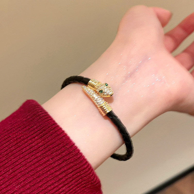 Real Gold Plated Snake Shape Adjustable Internet Celebrity Same Style Elegant Bracelet Light High-end Feel Jewelry - view 5