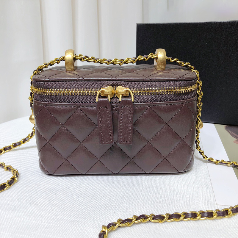TB BHULAMTE Designer Sheepskin Genuine Leather Ladies' Golden Ball Quilted Chain High-end Luxury Lipstick Crossbody Small Square Bag