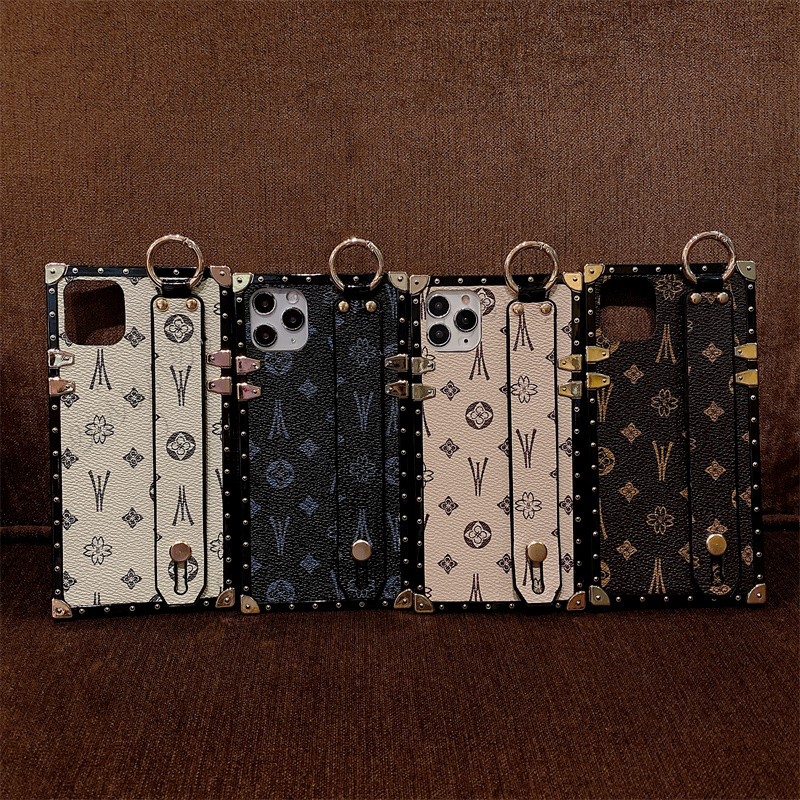 Wristband Designer Phone Case for Apple iPhone 17 Pro Max 16Plus 15 14 13 Samsung S25 Ultra S24 Note 20 Luxury PU Leather ring holder stand Floral Pri