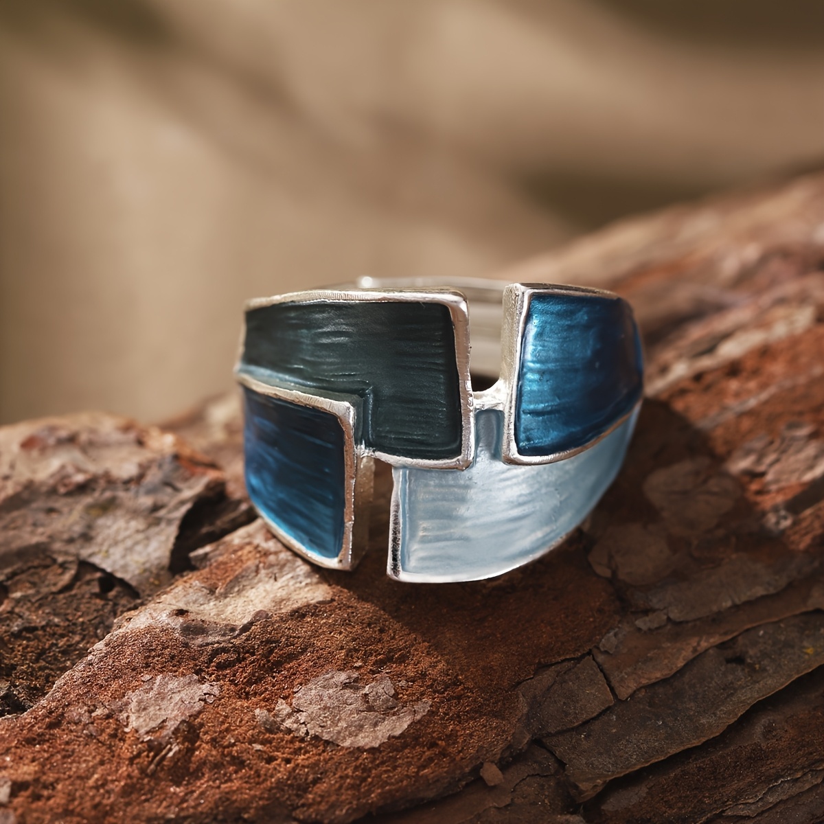 1 Piece Fashion Bohemian Simple Geometric Elastic Adjustable Ring for Women Spring Summer New Gold Zinc Alloy Blue Thin Coating Daily Party Vacation G