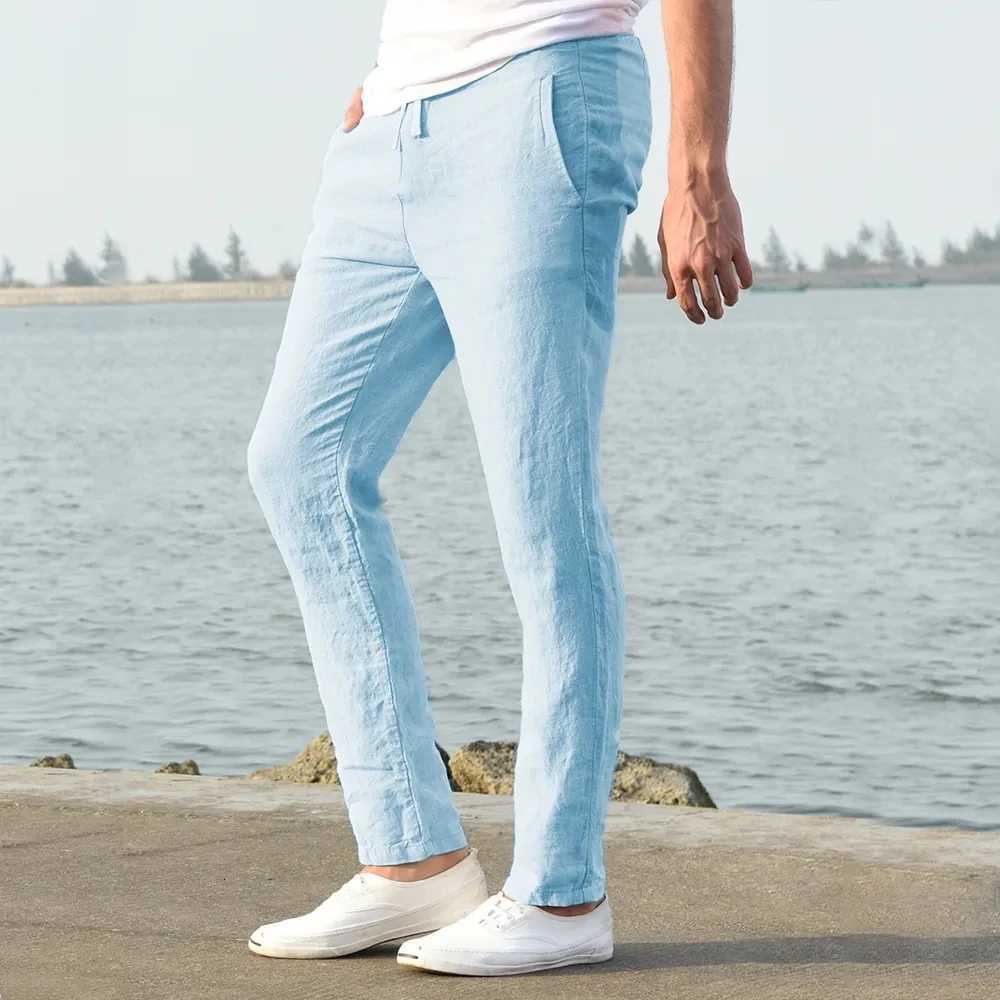 Mens Cotton Linen Pants Male Autumn New Breathable Solid Color Linen Trousers Fitness Streetwear S3XL W250826