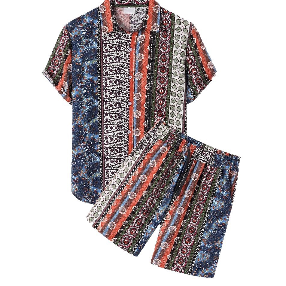 Lanjia- Hawaiian Shirt American Pattern Mens Independence Day Set Suitable For Summer Parties 3D Digital Print 250710 Ce5f4