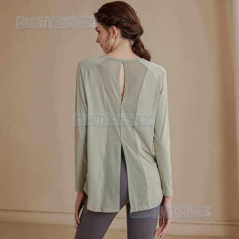 Loose Mesh Sports Top for Women Breathable Slimming Plus Size Yoga Shirt Long Sleeve Tshirt for Running and Fitness Autumn H250825