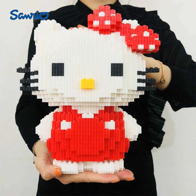 Sanrio Hello Kitty Kuromi My Melody Anime Peripheral Cartoon Kawaii Cute Building Blocks Assembled Toys Creative Decoration Gift X250826