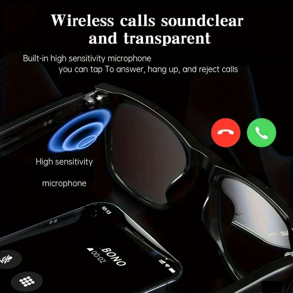 Fahion Bluetooth Sunlasses Is New Multi-functional Audio Glasses Men Women, Built-in Microphone Speaker, Music Playback Hands-Free Calling, And High Q