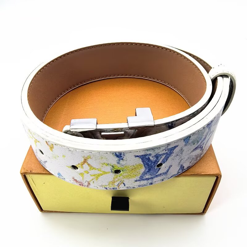 Designer Classic Mens Belt Fashion Brand Genuine Leather Letter Printed Womens Accessories Belt High Quality Large Gold Buckle Casual Business