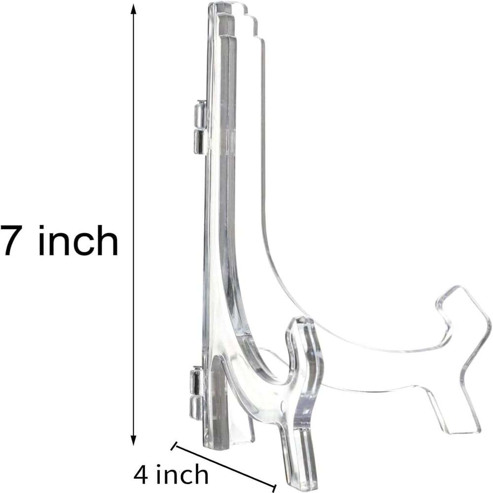 HESTYA 6 Pack 7 Inch Acrylic Easel Display Stand, Plate for Display, Photo Holder Picture Frame Book(Clear) 123