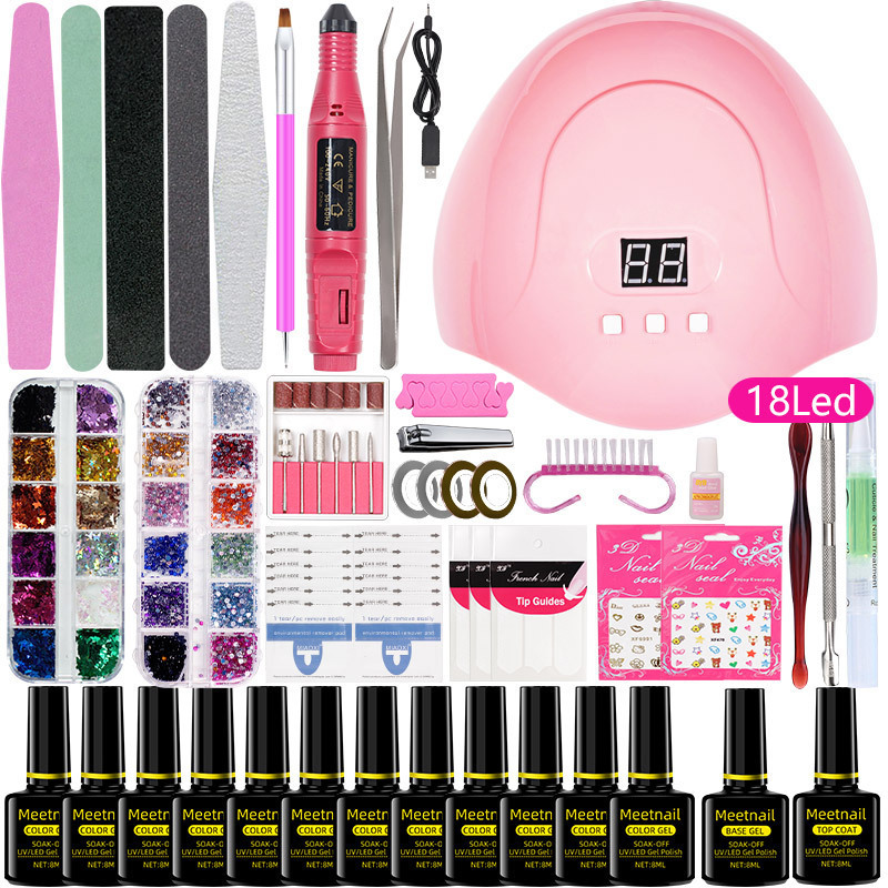 Nail Manicure Set Poly Gel Kit with 36 132W UV LED Lamp Polish Soak Off Varnish Professional Art Tools 230703