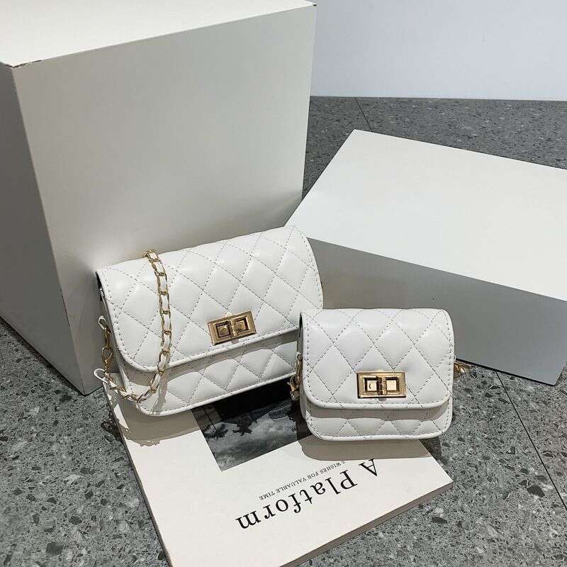 Retro Women's Trend Fashion Casual Dia Lattice Chain Crossbody Small Square Bag