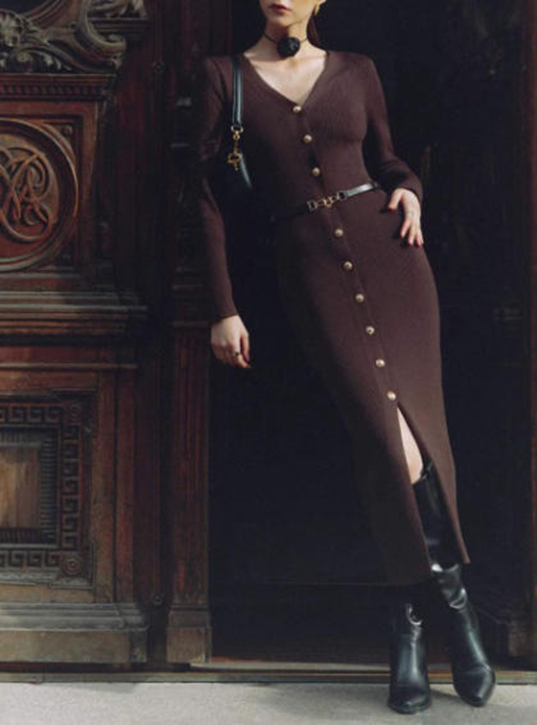 Casual Dresses Fashion Knitted Maxi Dress Elegant Ladies Dress Embroidery Long Shirt Lady Sweater Vestidos