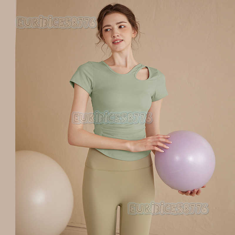 Highend Yoga Wear Sexy Slim Fit Breathable Thin Sports Fitness Shirt Running Short Sleeve Pilates Top H250825