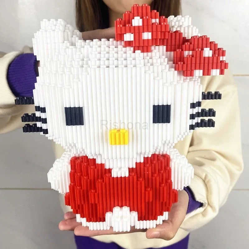 Sanrio Hello Kitty Kuromi My Melody Anime Peripheral Cartoon Kawaii Cute Building Blocks Assembled Toys Creative Decoration Gift X250826