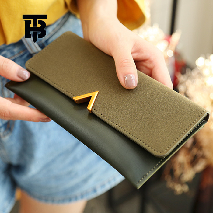 TB BHULAMTE Designer Luxury Korean Women's Wallet Long Thin Phone Bag Fashion Handbag Solid Color Simple Buckle Student Card Bag Coin Bag Free Sh