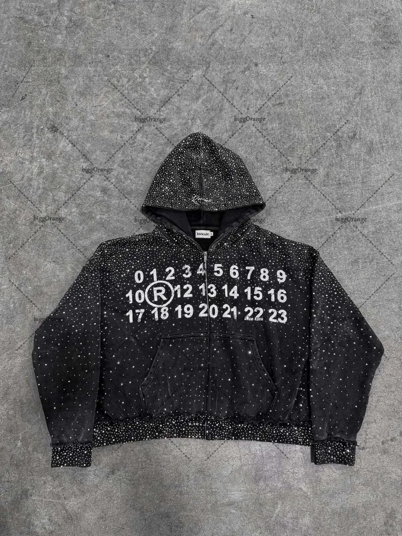 High Street Harajuku Letter Print Oversized Zipped Hoodie Women Y2K 2025 Hiphop Casual Rock Trendy Loose Sweatshirt Men 250826