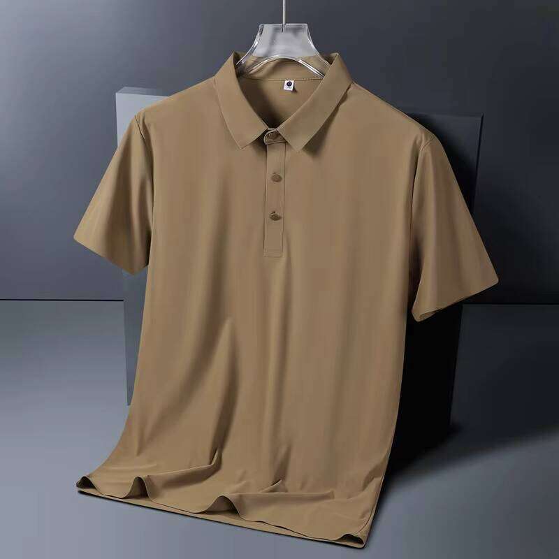 Men's Traceless T-shirt Ice Silk Bonded Plus Sized Quick Dry Breathable Polo Shirt for Men