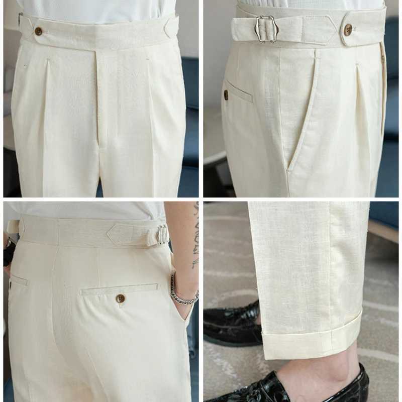90 Linen 0 Cotton 2024 Suit Pants Naples Breathable Casual Pants Mens Height Suit Pant M3XL Mens Straight Pants W250826