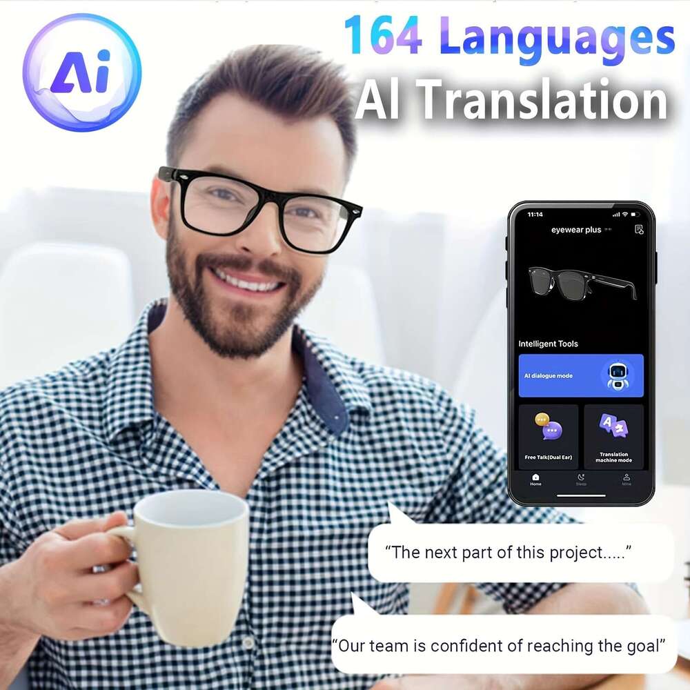 Tough Wireless Smart Glasses Deliver Clear Talk, Rich Sound, Sharp Images, Adjustable Light, Flexible Modes. Great For Daily Life And Festive Presents