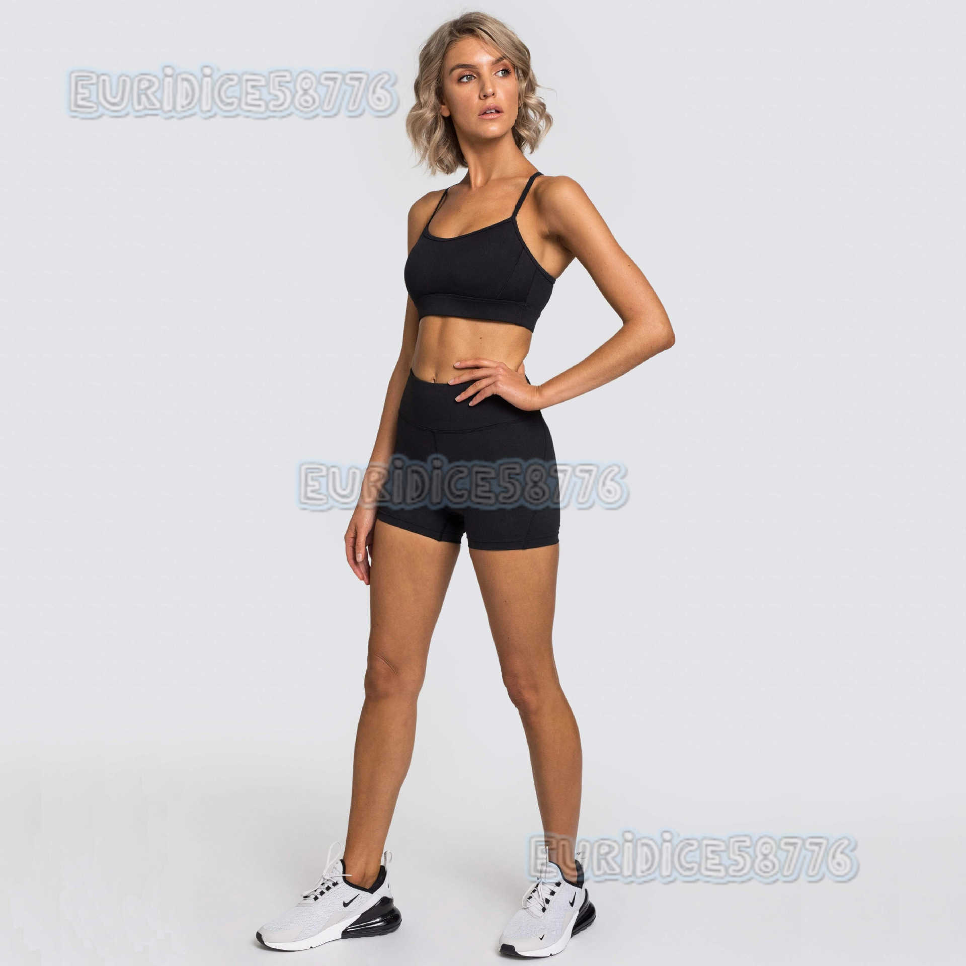 Hot Yoga Twopiece Set Summer New Womens Adjustable Bra Shorts Fitness Suit H250825