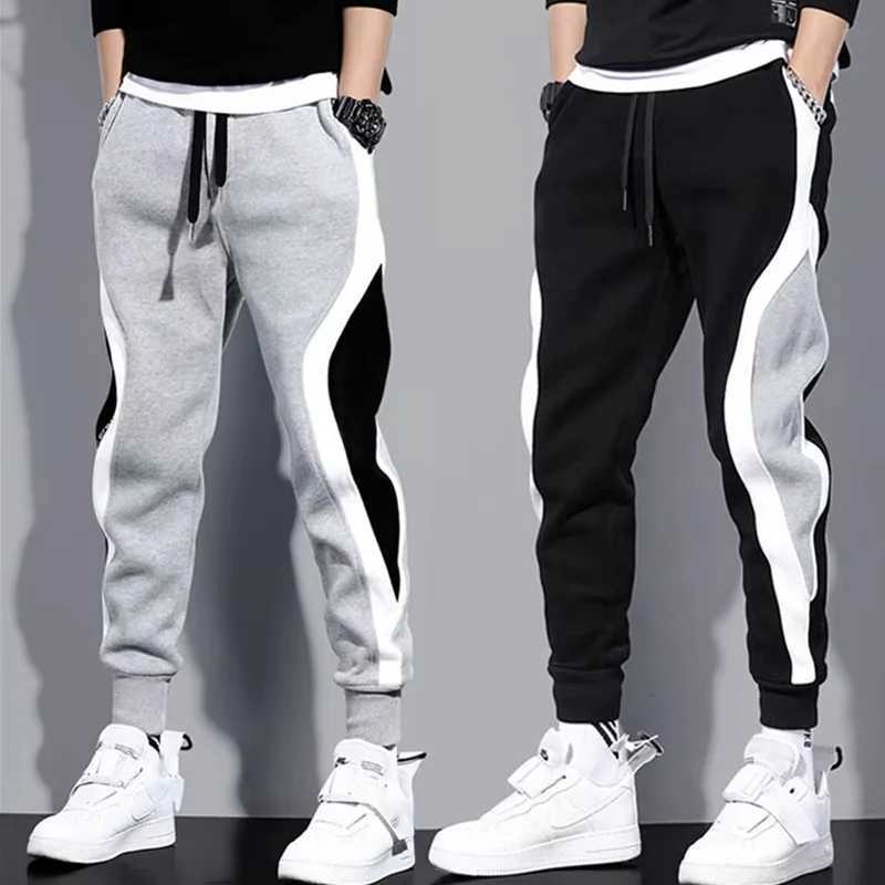 Autumn Mens Wide Loose Casual Pants Mens Patchwork Ninepoint Sports Elastic Rope Breathable Tiefoot Trousers W250826