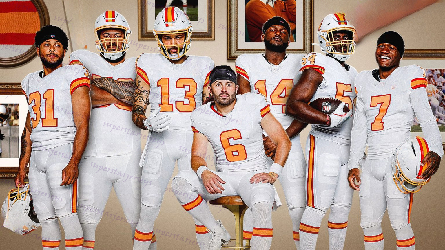 Baker 6 Mayfield Tom 12 Brady 2025 Football Jerseys Mike Evans Bucky Irvin Chris Godwin Jr. Emeka Egbuka Vita Vea