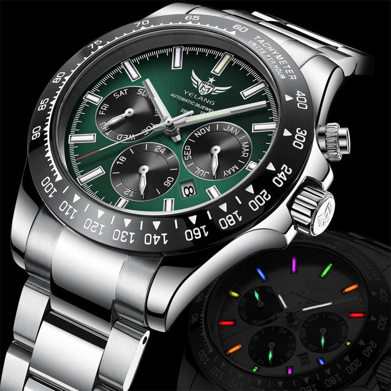 Yelang 42mm Men Luminous Watch Luxury Japan MIYOTA 9120 Automatic Movement 10Bar 100M Waterproof Military Style Watch V1033 - view 3