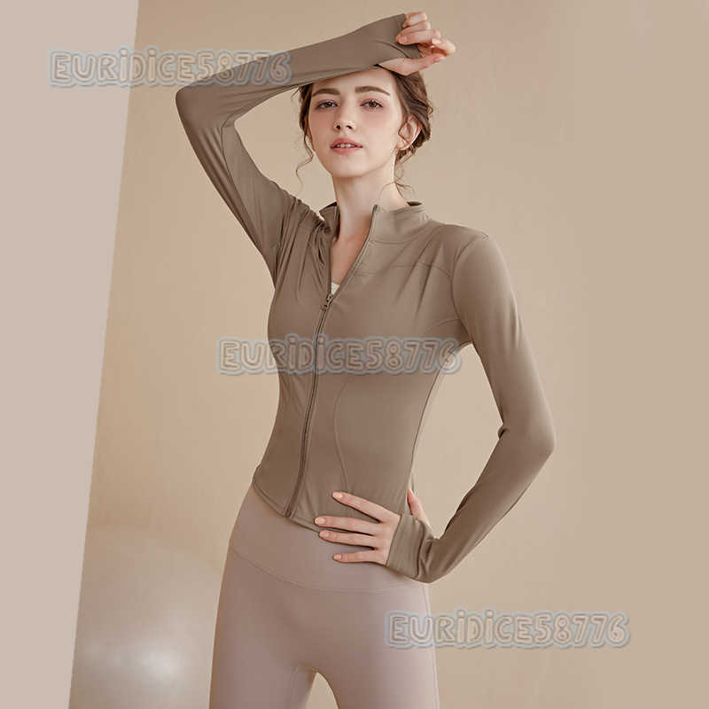 Stand Collar Zipper Yoga Jacket Womens Cardigan Running Cycling Quickdry Sports Top Long Sleeve Autumn Winter Fitness Wear H250825