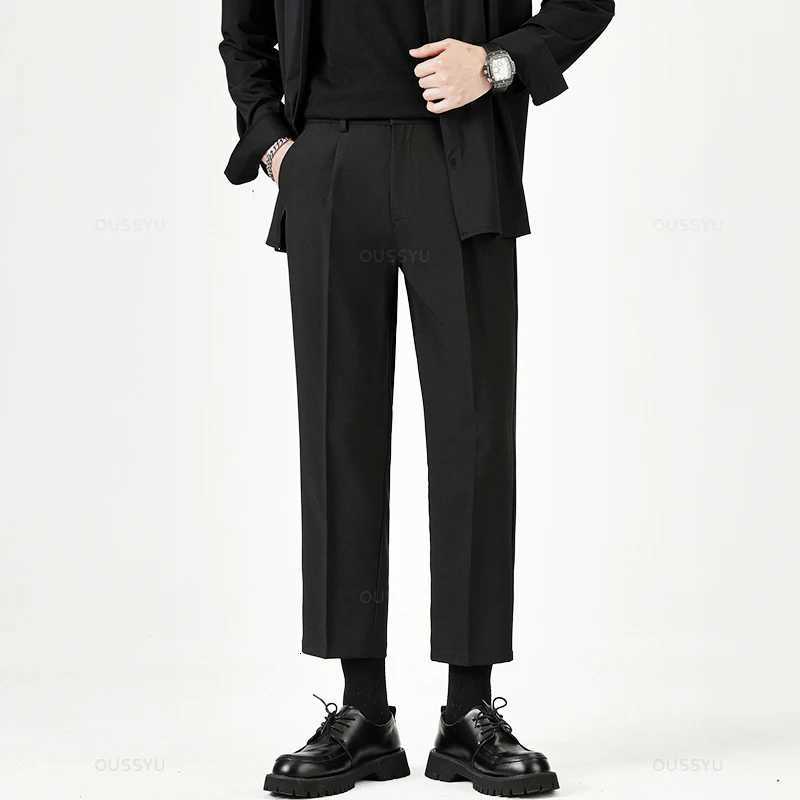 Brand Clothing Smooth Suit Pants Men Business Thin Formal Ankle Length Work Pants Korean Casual Long Trousers Men Oversized 40 W250826
