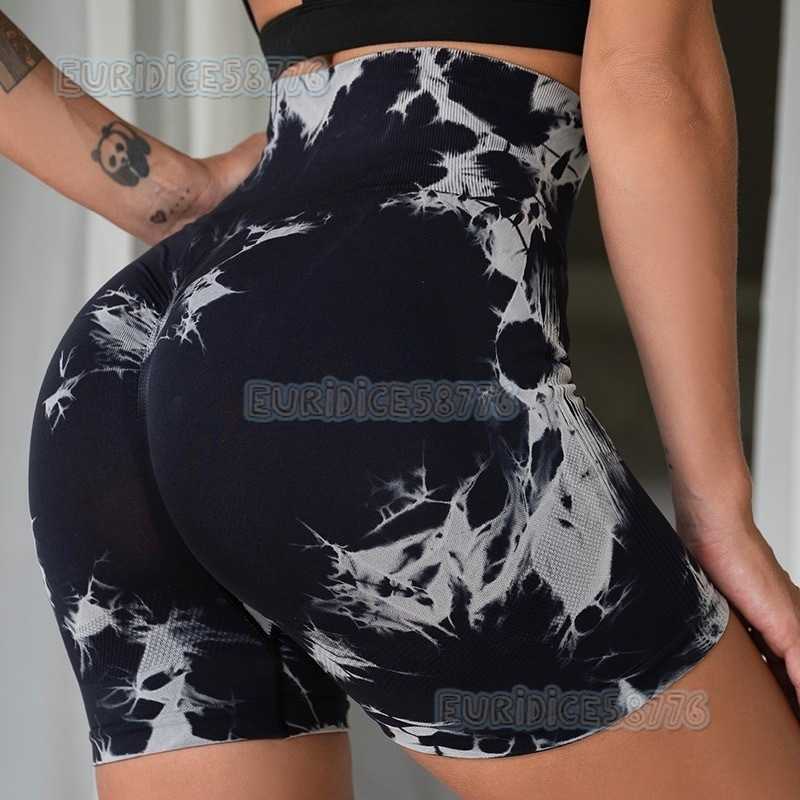 Tiedye Highwaisted Shorts for Women Sports Peach Buttocks Tummy Control Yoga Midshorts Quickdry Fitness Training Tiedye Shorts H250825