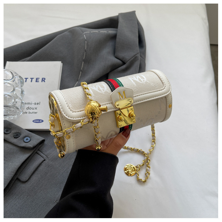 Free Shipping 2025 New Designer Bag High-end Stylish Small Bag Fashion Versatile Chain Crossbody Bag Niche Texture Shoulder Cylinder Bag