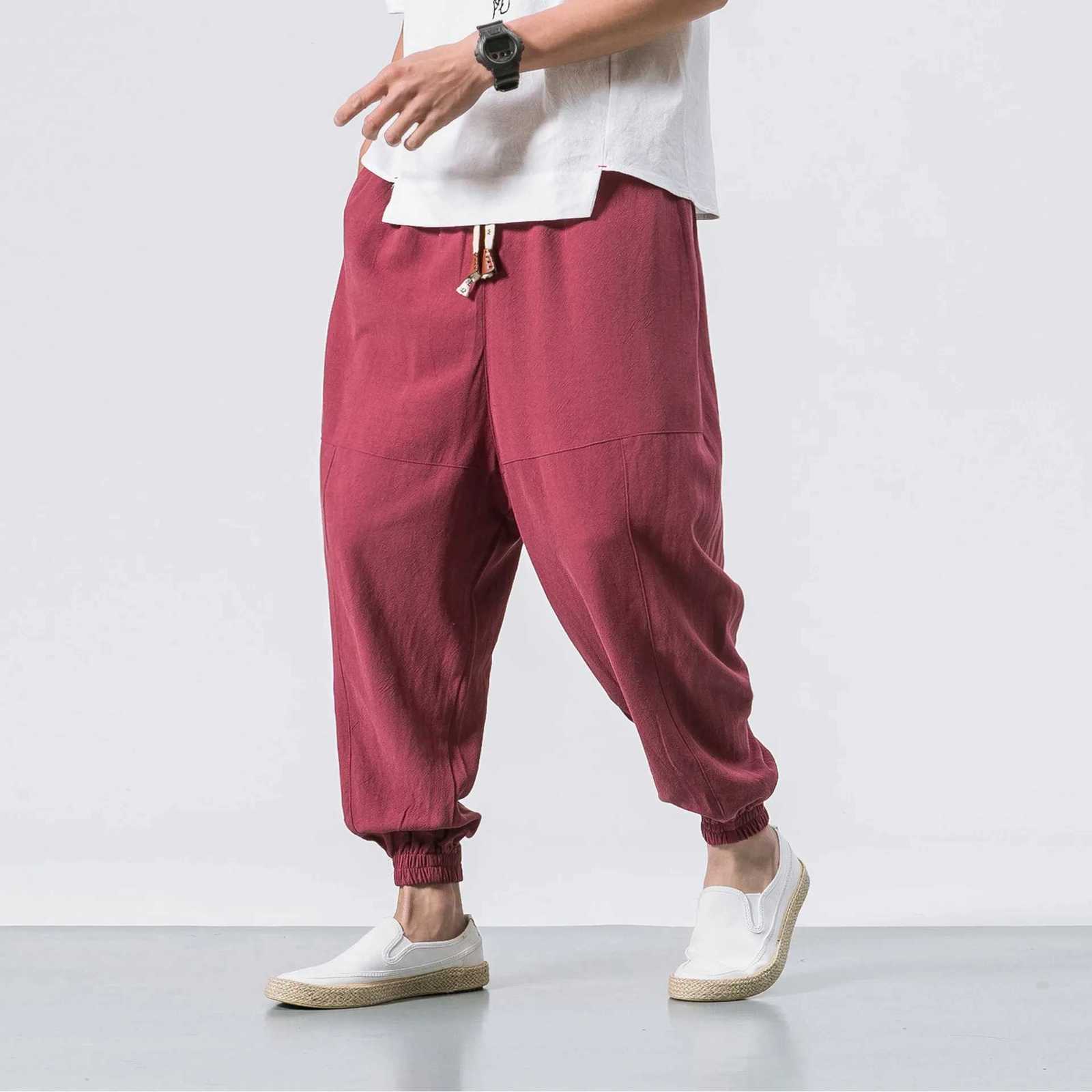 New Brand Oversize Men Harem Pants Chinese Linen Men Pants High Quality Casual Loose Trousers Male W250826