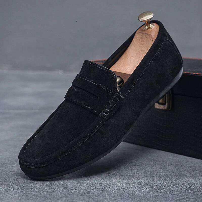 Spring Summer Men Loafers Solid Color Suede Mocassins Slip on Driving Shoe Fashion Business Casual Wedding Daily Dress Shoes