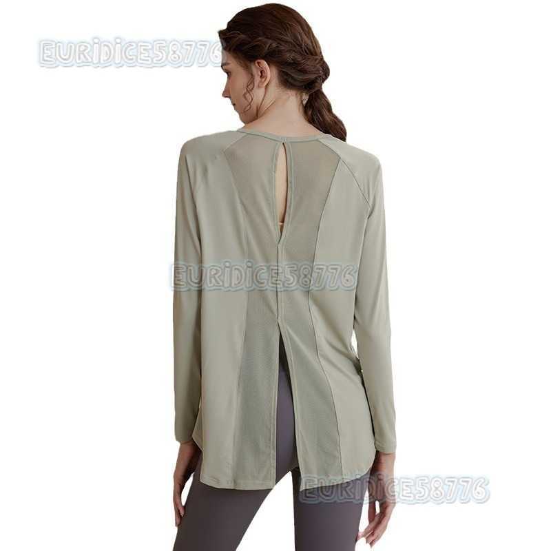 Loose Mesh Sports Top for Women Breathable Slimming Plus Size Yoga Shirt Long Sleeve Tshirt for Running and Fitness Autumn H250825