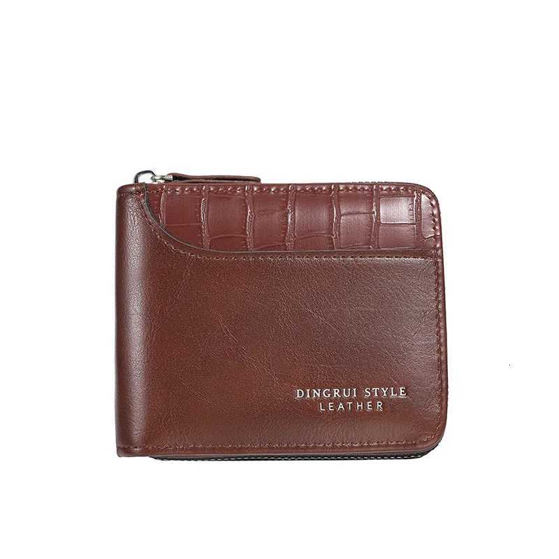 European and American Mens Short Wallet with Stone Pattern Large Capacity ThreeFold Bag with Zipper MultiCard Slot Wallet W250826