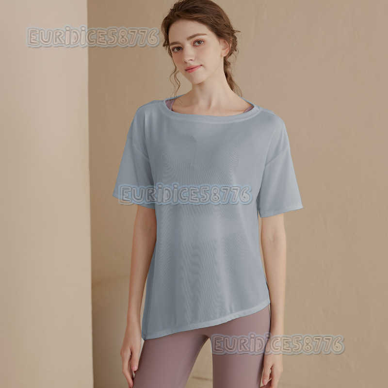 Loose Lightweight Sports Coverup for Women Ice Silk Feel Breathable Yoga Shirt Short Sleeve Tshirt Quickdry Running Fitness Top H250825