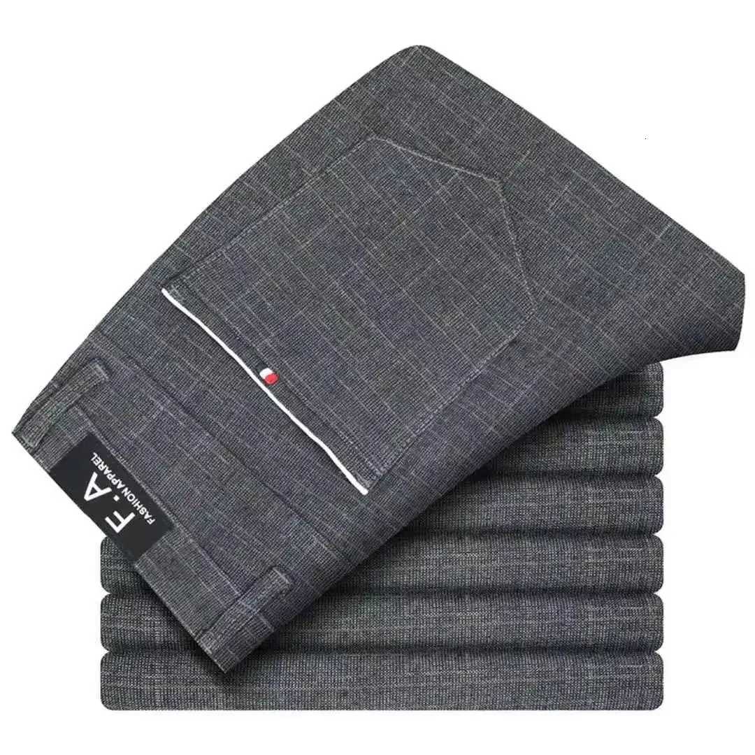 Classic Style Mens Casual Pants Fashion Striped Plaid Business Straight Slim Casual Pants Black Blue Gray Brand Men Trousers W250826