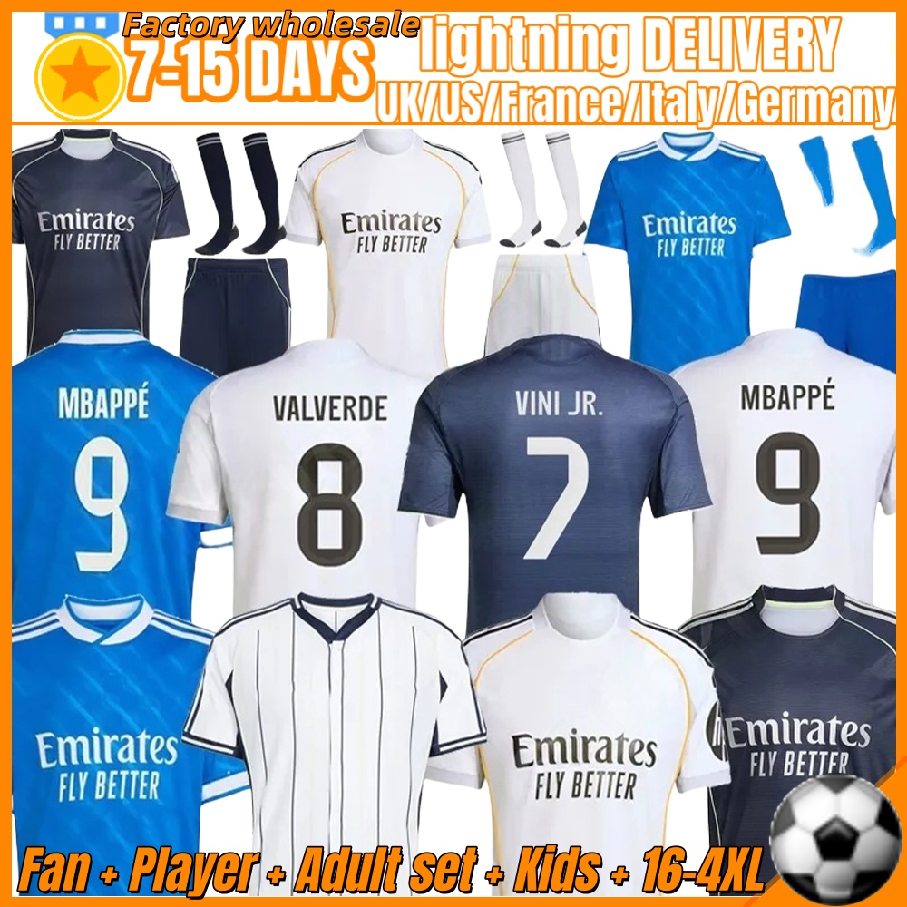 25 26 Madrids BELLINGHAM MBAPPE soccer jerseys VINI JR TRENT VALVERDE RODRYGO MODRIC Football jersey kit CAMAVINGA realmadrid Children Kids Shirt Madrids kits