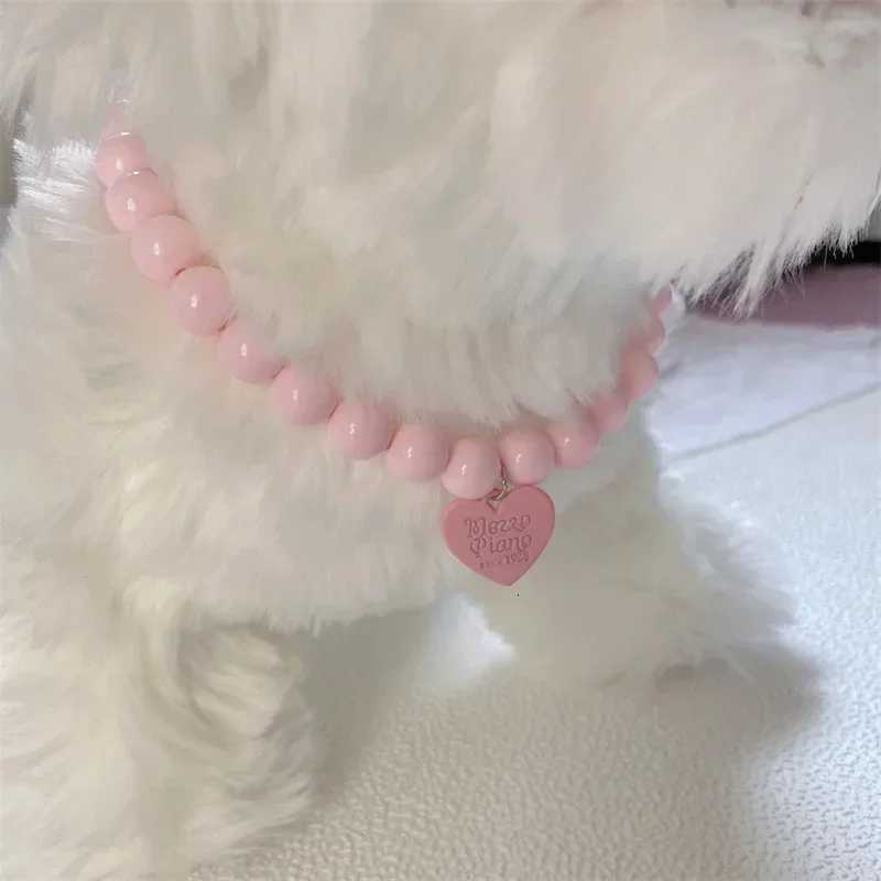 Heart Pendant Pet Pearl Collar Dog Princess Necklace Cat Jewelry Collar Puppy Accessories Dog Chain Chihuahua Wedding JewelryXJ250826